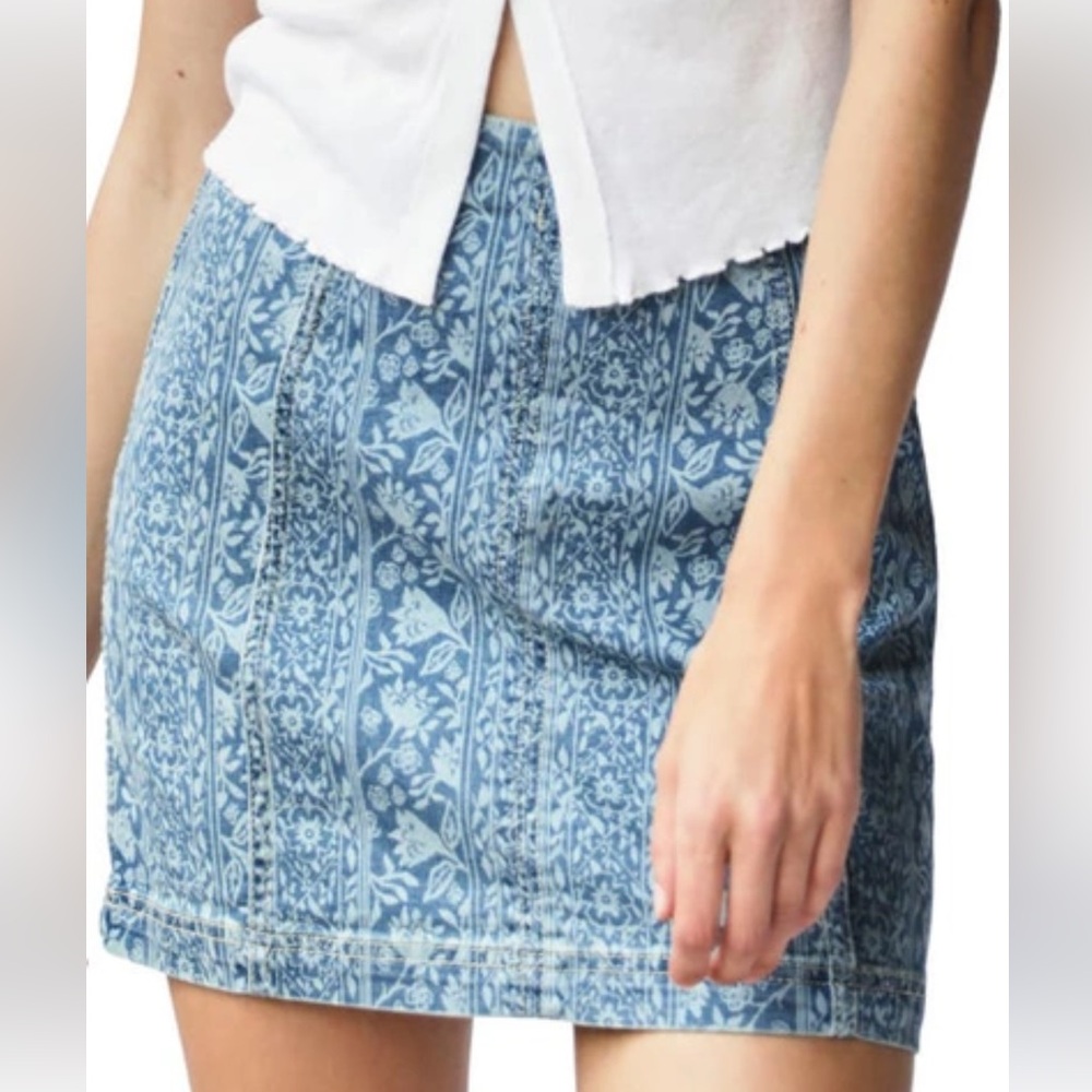 Free people modern femme denim mini skirt